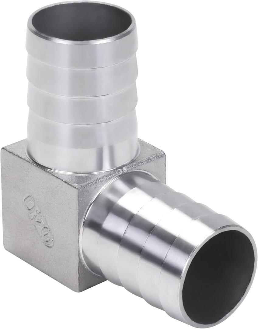 DERNORD 1-1/2" Hose Barb 90 Degree Elbow 304 Stainless Steel L Right Angle Barbed Fitting for Air Water Fuel Gas
