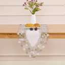 White Beige Floral Lace Table Runner Dresser Scarf 54 inches Long for Kitchen Dining Coffee Table Parties Wedding Home Decor (White, 16 x 54)