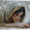 Jesus and Woman Wall Art Decor - Canvas Painting of Woman Touching The Savior's Garment - Christian God Gift Prints for Modern Home Office Decoration 16x24inch (40x60cm)