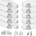 Muzata 20Pack 3.3FT/1M V Shape LED Channel Silver Aluminum LED Strip Diffuser Channel with Milky White Cover Frosted Corner Lighting Easy Installation V1SW WW 1M