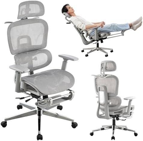Mesh Ergonomic Office Chair with Footrest,High Back Mesh Gaming Chair with Lumbar Support,Back Support,Adjustable Headrest and Armrests for Home Office