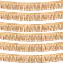6 Pack 10 Feet Champagne Gold Foil Fringe Garland Metallic Tinsel Streamers Banner Wall Hanging Backdrop Banner for Parade Floats, Thanksgiving, Christmas, Birthday, Halloween Party Decorations