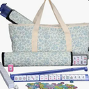 bestcool Mahjong Tile Set, American Mahjong Set with Floral Quilted Carrying Bag, 166 White Tiles, 4 All-in-one Mahjong Racks and Pushers, Gift for Woman (Floral)