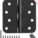 Matte Black Door Hinges - 24 Pack Black Door Hinge 4 Inch Rounded Interior Hinges with 5/8" Radius - Heavy Duty Exterior Door Hinges 4 in x 4 in Front Door Hinge Residential