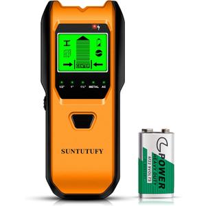 Stud Finder Wall Scanner - 5 in 1 Electronic Stud Detector with Upgraded Smart Sensor, Audio Alarm and HD LCD Display for the Center and Edge of Wood, AC Wire, Metal and Studs Detection (Amber)