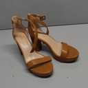 Platform Heels for Women 4-Inch Ankle Strap Open Toe Sandals Wedding Party Dress Shoes Wide Feet Friendly (Brown)