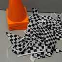 Racing Cars Birthday Decorations - Racecar Centerpiece Decoration Kit for Kids - (12) Orange Traffic Cones, (24) Checkered Flags, Plastic Tablecloth (54"x108") Birthday Banner Race Car Theme (38pcs)