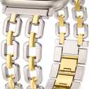 Wearlizer Compatible with Apple Watch Bands 41/40/38/44/45/46/49/42mm Women, Dressy Fancy Metal Chain Pretty Strap Designer Gold Silver Link Bracelet for iWatch Ultra SE Series 10 9 8 7 6 5 4 3 2 1