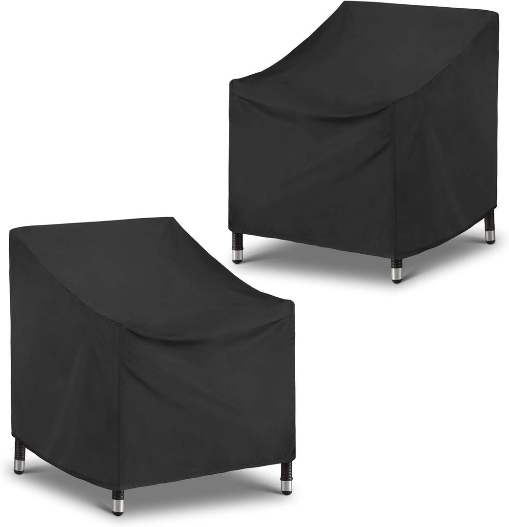 SunPatio 2 Pack Outdoor Chair Covers, Patio Furniture Covers Waterproof & FadeStop, Fits Adirondack, Swivel Rocking High Back Chairs, 34"W x 37"D x 36"H, Black