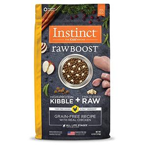 Instinct Raw Boost, Natural Dry Dog Food with Freeze Dried Pieces, High Protein, Grain Free Recipe - Real Chicken, 4 lb. Bag. BB:04/15/26