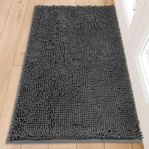 Chenille Absorbent Front Door Mat 60" x 36", Dog Door Mat for Muddy Paws, Trap Dirt Doormat, Mud Mat for Dogs, Washable Non Slip Outdoor Indoor Doormats for Entryway, Grey
