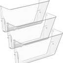 Clear Acrylic Single Pocket, Plastic Hanging Wall Mount File Holder for Office Home (Clear, 3 Pack)