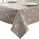Pioggia Heavy Weight Vinyl Tablecloth Waterproof Oil-Proof PVC Table Cloth Stain-Resistant Easy Care Plastic Table Cover for Indoor and Outdoor (Brown Flower, 54 x 70 Inch)