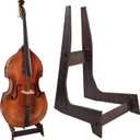 Double Bass Stand, Sturdy and Portable Upright Bass,Cello Stand made of wood with Rubber Protection Detachable for Bass Cello, Brown