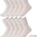 BomKinta Women's Boot Socks - Thick Boot Solid Crew Socks - Warm Cozy Soft Calf Sock 10 Pairs Size 5-11 (Beige)