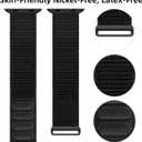 Sport Loop Nylon Band Compatible with Apple Watch Series 11/10/9/8/7/6/5/4 SE Ultra 3/2/1 49mm 46mm 45mm 44mm, Adjustable Comfortable Braided Rugged Strap for iWatch Women Men, Black