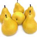 6pcs Fake Pears Artificial Fruits Vivid Yellow Pear for Home Fruit Shop Supermarket Desk Office Restaurant Decorations Or Props (Yellow)