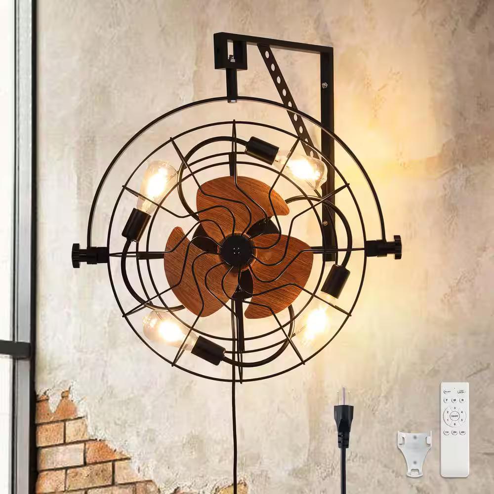Fansconce Wall Mounted Fan, Wall Mount Ceiling Fan with Lights and Remote, 6-Speed, Quiet, Adjustable Tilt, Plug in Ceiling Fans Ideal for Bedroom, Garage, Tool Room, Workshop