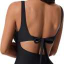 SUUKSESS Women Sexy One Piece Tummy Control Swimsuit Cutout Backless Bathing Suit (Black, S)