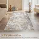 UERMEI 3x5 Area Rug Living Room Rugs - Washable Neutral Modern Abstract Soft Thin Rug Indoor Floor No Slip Rug Carpet for Bedroom Under Dining Table Home Office Decor - Brown Grey
