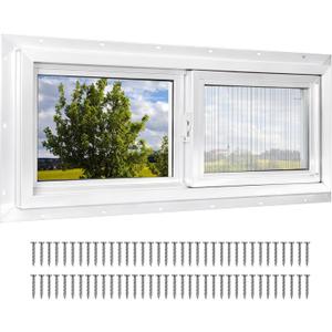 NeatiEase Basement Window, 36" x 12" Heavy Duty Vinyl Sliding Windows with Double Pane Insulated Tempered Glass and Fiberglass Screen for Basement, Bathroom, Garage, Shed, Home Replacement (White)