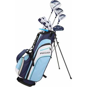 Precise M3 Ladies Womens Complete Golf Clubs Set Includes Driver, Fairway, Hybrid, 7-PW Irons, Putter, Stand Bag, 3 H/ C's Blue - Regular or Petite Size! (Petite Size -1", Right Handed)