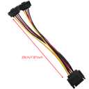 2PCS Power Splitter Adaptor Cable Bifurcated Elbow 20CM Power Extension Cable 15PIN with Iron Clip for Desktop External Hard Disk Drive Box Equipment