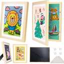 2-Pack Kids Art Frames Changeable with Stand 8.5x11 Front Opening, A4 Artwork Frames for Kids Art Storage, Art Picture Frame with Mat and 4 Acrylic Boards, Kids Room Decor Art Display, Holds 150Pcs (Woodgrain)
