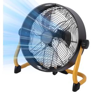 15" Rechargable Battery Operated Fan for Camping,12 Speeds Cordless Floor FanRechargeable Portable Fan for Travel Indoor Outdoor, 12000mAh, 360Manual Tilt (Yellow Black)