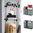 Neudeco Locker Accessories and Decor Kit, Including Mesh Shelf, Organizer, Magnetic Basket and Pen Holder, Suitable for School, Work, Kitchen, Bathroom, (Pack of 4, Grey) (12 Iinch-4 Pieces)