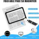 5X Handheld Magnifier for Page Reading - Large Folding Lighted Magnifier with 48 LED Lights (3Modes), Rectangular Handhold Magnify Lens Gifts for Reading Small Prints, Low Vision, Seniors