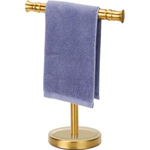 Gold Hand Towel Holder Stand for Bathroom Vanity Countertop SUS304 Stainless Steel T-Shape Free Standing Towel Rack Stand Towel Bar for Bathroom Kitchen