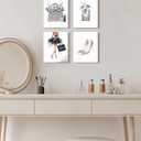 Drsoum Glam Fashion Bathroom Decor Gray Framed Beauty Girly Elegantes Bathroom Wall Art Glitter Tissue Pictures Modern Aesthetics Ready to Hang Set of 4, 8x10 in (Framed)