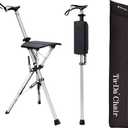 STEP2GOLD Ta-Da Chair, Portable Trekking Hiking Pole, Folding Walking Stick with Seat, Walking Cane with Chair, Foldable Chair, Lightweight Aluminum, Easy Carry and Storage, Anti-Slip