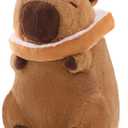 Capybara Plush Cute Capybara Stuffed Animal Kawaii Plush with Wearable Toast Headgear Bread Capybara Gifts Cute Plush Pillow Soft Toy Gifts for Kids Boys Girls 9 Inch