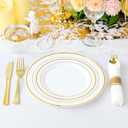 Sylans 700PCS Gold Dinnerware Set Disposable for 100 Guests