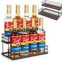 8 Bottle Capacity Coffee Syrup Organizer 2 Tier Coffee Syrup Stand Shelf for Coffee Bar Kitchen Small Wine Rack for Bar Family Storage for Syrup Wine Dressing