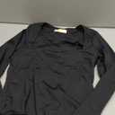 QINSEN Women's Sexy Square Neck Bodysuit Long Sleeve Double Lined Shirt Tops (Medium, Black)