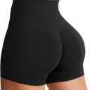 YEOREO Women's Biker Shorts 4.5" Workout Gym Shorts High Waist Tummy Control Hidden Scrunch Running Yoga Black Medium