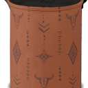 Aztec Skulls Art Laundry Hamper Basket, Western Bull Boho Collapsible Portable Laundry Bag, Storage Bins Toys Storage Gifts Basket, Bedroom Home Nursery Decor for Baby Girl Women