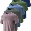 5 Pack Mens Active Quick Dry Crew Neck T Shirts | Athletic Running Gym Workout Short Sleeve Tee Tops Bulk (Blue, XXXL)