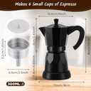 Coffee Pot 6 Cup Electric Espresso Coffee Maker Italian Moka Maker 300ml Portable Aluminum Espresso Machine Cafetera Moka Pot with Detachable Base, Gift for Home Travel(Black)