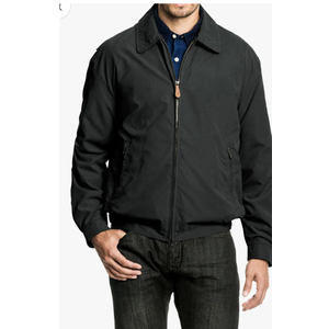 London Fog Mens Auburn Zip Front Golf Cotton Lightweight Jacket Dark Grey Large,  Iron 
