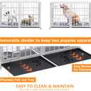 Dosker 42 inch Heavy Duty Metal Dog Crate Cage with Divider for 2 Dogs/Large Dog,All Metal Open Top Escape Proof Cage,Kennel Indoor with Wheels,2 Tray,Feeding Bowl(White)