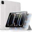 aoub for iPad Pro 11 Inch Case (M4) 2024 5th Generation, Slim Trifold Stand Case with Magnetic Attachment, Supports Pencil Pro and Pencil(USB-C), Gray