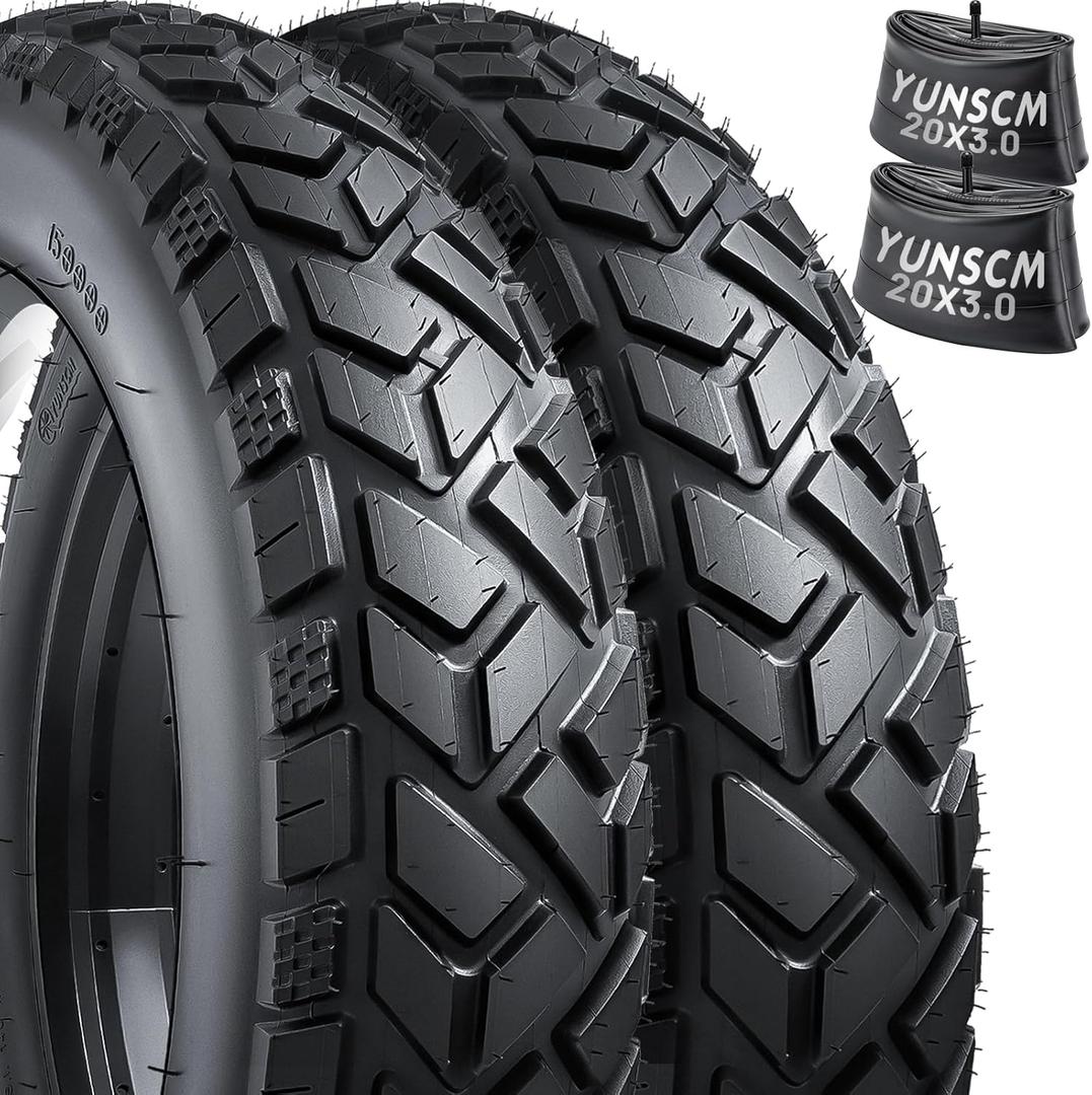 20" Fat E-Bike Tires-Heavy Duty, High-Performance 20 x 4.0/20 x 3.0 and Bike Tubes Compatible with 20x4.0 20x3.0 Electric Bike, MTB, Mountain, All-Terrain Directional Tread Bicycle Tires and Tubes