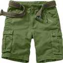 Raroauf Green Cargo Shorts for Women's Cotton Fitted Casual Summer Shorts Multi Pockets 29W(US 8)