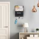 DLQuarts Mail Organizer with Key Holder for Wall, Mail Sorter Wall Mounted, Decorative Wooden Key and Mail Holder with 3 Hooks, Black