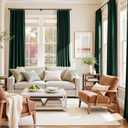 jinchan Emerald Green Velvet Curtain for Living Room Darkening Bedroom Curtains 96 Inch Long Thermal Insulated Blackout Curtain Single Panel, Soft Luxury Vintage Window Covering Rod Pocket 1 Panel