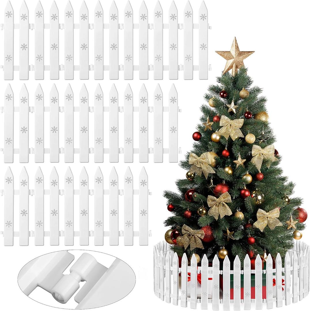 Aodaer 36 Pieces Christmas Tree Fences Plastic Picket Fence 12 Inch Christmas Fence Border Tree Barrier for Xmas Party Wedding Garden Home Fences Decoration, White